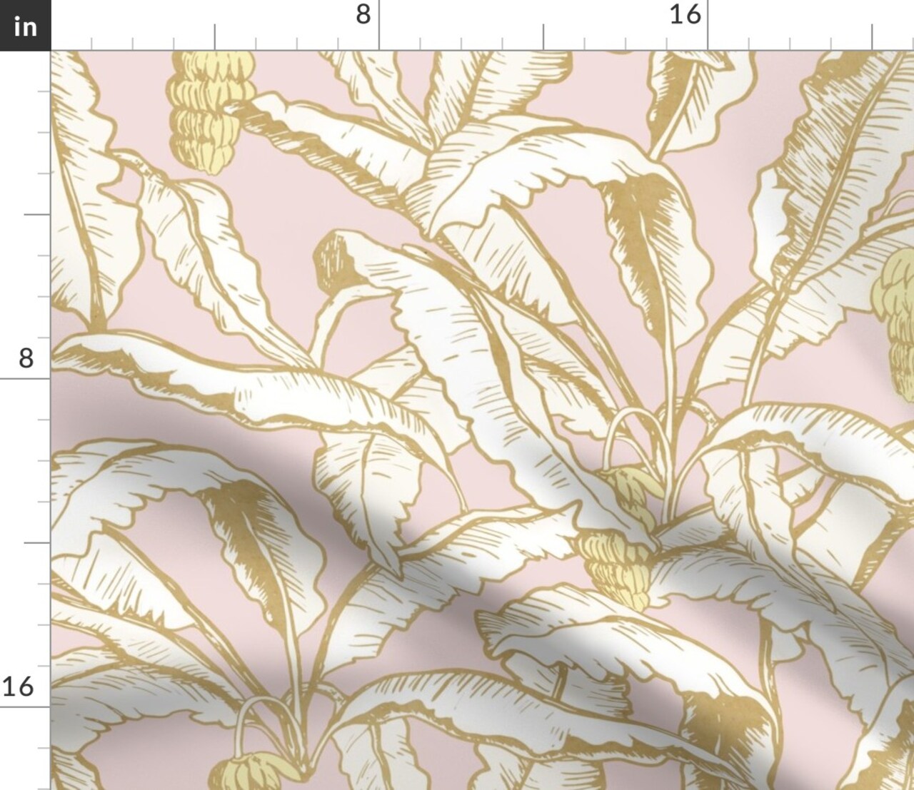 Banana Leaf Pastel Pink Yellow Feminine Cheerful Playful Delicate Romantic Custom Printed Fabric by Spoonflower Various Fabrics by the Yard or Fat Quarter